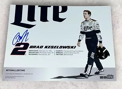 Brad Keselowski MILLER LITE 2014 2010 CHAMP #2 Autographed NASCAR RACING Photo • $14.99