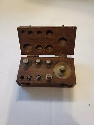 Vintage Brass Scale Science Weights In Wooden Box Set • $16.95