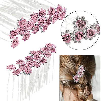 £3.99 • Buy Bridal Hair Pins Diamante Crystal Floral Wedding Prom Clips Jewellery Grips