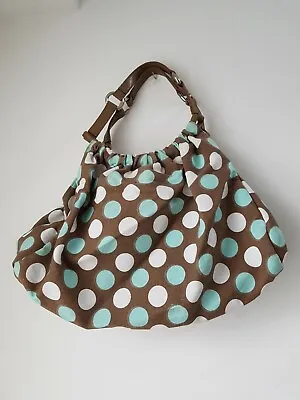 Ollie & Nic Canvas Polka Dots Tote Bag With A Zip Purse Beige Green • £8