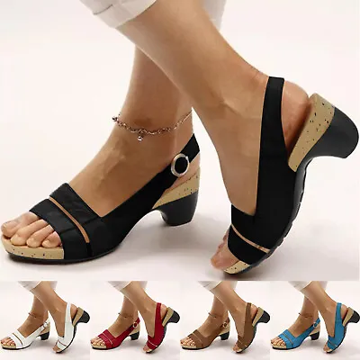 Women Sandals For Women Elegant Comfortable Open Toe Low Chunky Heel Sandals • $18.99