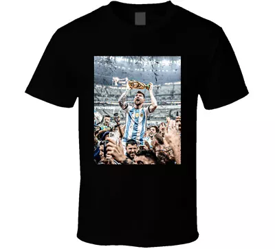 Lionel Messi Lifting World Cup Distressed T Shirt • $16.99