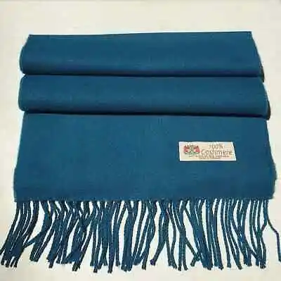 BRAND NEW 100%CASHMERE SCARF/WRAP MADE IN ENGLAND SOLID Teal WINTER SCARF#2 • $15.99