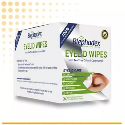 BLEPHADEX Eye Lid Wipes With Tea Tree Oil And Coconut Oil 30ct Box • $25.98