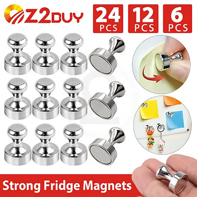 $16.95 • Buy 24/12pcs Strong Fridge Magnets Refrigerator Magnetic Crafts Whiteboard Push Pins