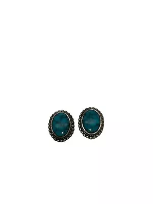 Vintage Turquoise Round Clip On Earrings - 1 Inch • $19.95