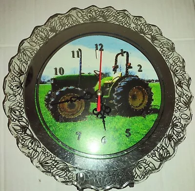 Tractor LED Lights Clock Glass And Mirrored Embellished Face 8  Diameter VTG  • $35