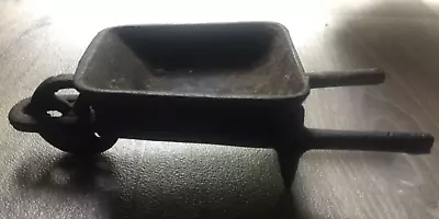 VINTAGE CAST IRON WHEELBARROW MINIATURE 15cm LONG STEEL WHEEL BARROW UNIQUE RARE • $19.99