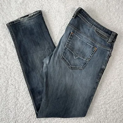 Diesel Safado Blue Jeans Mens 38x34 (Actual 40x35) Distressed Denim Button Fly • $36