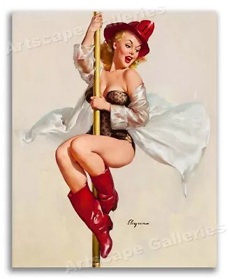  Fire Belle  Vintage Style Elvgren PinUp Girl Fireman's Pole Poster - 16x20 • $13.95
