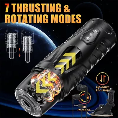 Male Masturbaters Automatic HandsFree Rotating Cup Thrusting Stroker Men Sex Toy • $35.99