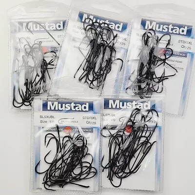 BULK Mustad Hooks - Signature Fly Salmon Single SL53U-1/0 - (5pks Lot/ 125pcs) • $46.10