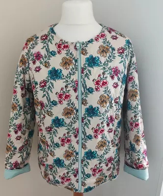 Cotton Traders Cremfloral/mint Green Reversible Lightly Quilted Jacket • £16.50