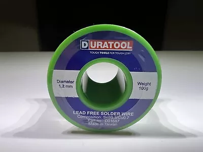 Lead Free Solder Wire 1.2mm 100g 227°C 18SWG - DURATOOL • £12
