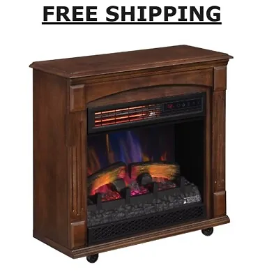 ChimneyFree Rolling Mantel With 3D Infrared Quartz Electric Fireplace Caramel • $193.39