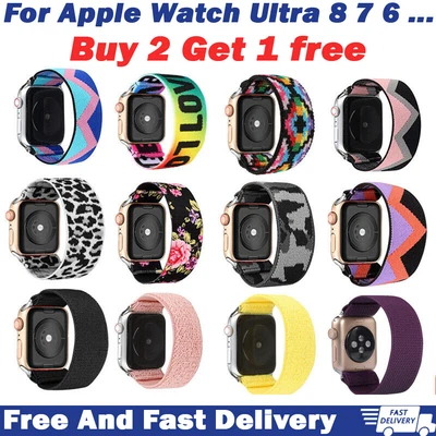 $19.94 • Buy Bohemia Elastic Nylon Solo Loop Strap For Apple Watch Band 8 45mm 49mm 41mm 44mm