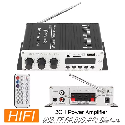 Bluetooth 2CH HI-FI Car Audio High Power Amplifier Support FM SD USB DVD MP3 AUX • $21.68