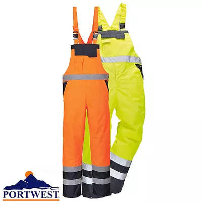 £33.99 • Buy Hi-Vis Waterproof Bib & Brace Breathable Trousers Dungarees Yellow Orange S488