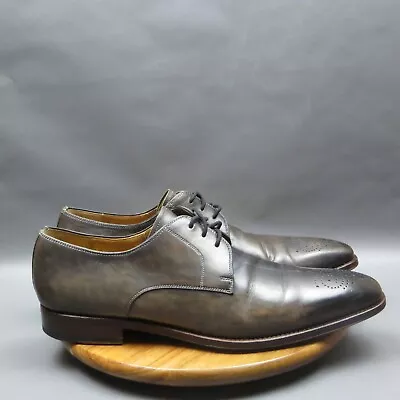 Magnanni Gerardo Medallion Toe Derbys Mens Size 11 Gray Leather Dress Shoes • $99.99