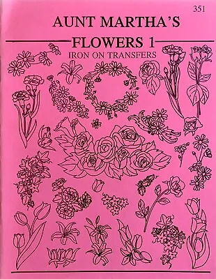 Iron On Embroidery Transfer Book Aunt Marthas Flowers Vintage • $6.95