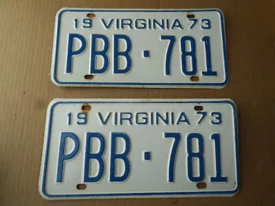 1973 VA Virginia PBB-781 License Plate Pair Original Tags YOM • $29.99