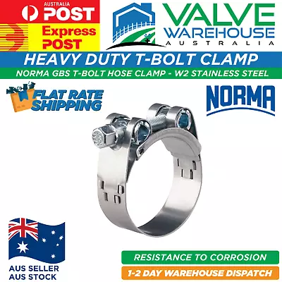 NORMA GBS Heavy Duty T Bolt Hose Clamp - W2 Stainless Steel Band • $2.79