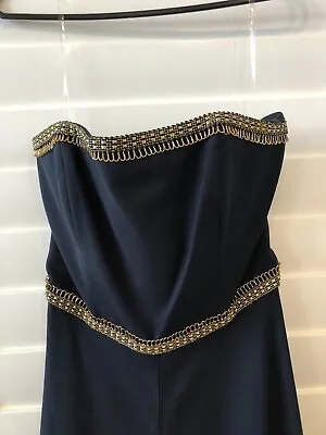 $50 • Buy Sass And Bide French Navy Maxi Dress Gold Braid 8 Wedding Formal