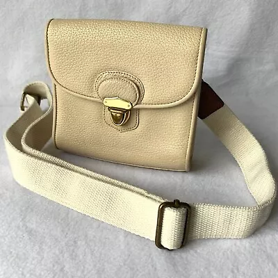 Vintage Dooney & Bourke Handbag With OFF BRAND Strap Cream Leather Brass Clasp • $10