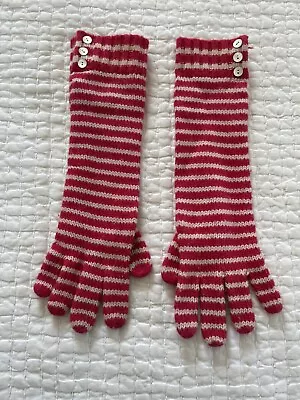 J. Crew Fuschia/light Pink Stripe Wool Cashmere Gloves Women’s One Size • $18