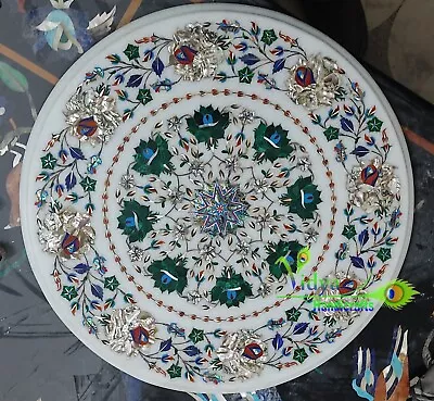 18  Marble Coffee Table Top Malachite Sea Shell Inlay Floral Mosaic Home Decor • $685.99