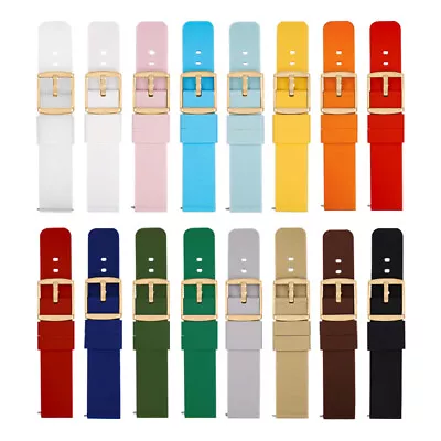 Gold Winged Buckle Soft Silicone Rubber Watch Smart Band Strap Quick Release Uk • £5.99