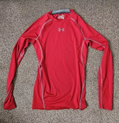 Under Armour Heat Gear Compression Top Size Medium Red Long Sleeve • £15