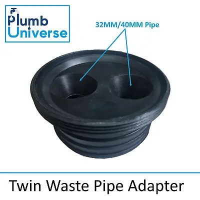 Twin Waste Pipe Adapter For 110mm Soil Pipe For 32mm/40mm Pipe • £11.25