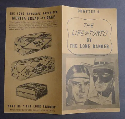 1940's Merita Bread The Life Of Tonto By Lone Ranger Chapter 9 • $117.71