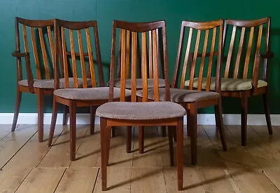 Set Of 6 Teak G Plan Fresco Upholstered Dining Chairs With 2 Carvers • £575