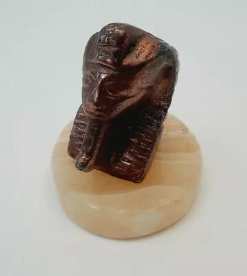 Vintage Copper/Bronze Tone Pharaoh King Tut Head On Alabaster Base • $22.99