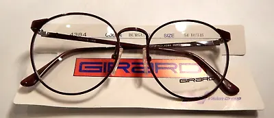 Vintage GIRARD 4384 Burgundy 54/18 P3 Round Metal Eyeglass Frame NOS  #380 • $9.99
