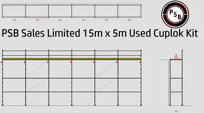 Used Cuplock Scaffold 15m X 5m Inc NEW Scaffold Boards Cuplok INC VAT • £3278.44