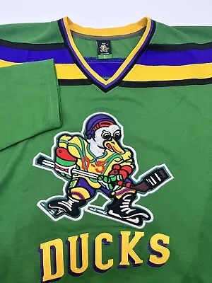 The Mighty Ducks Movie Jersey #44 Fulton Reed Hockey Jersey Large Green/Yellow • $34.99