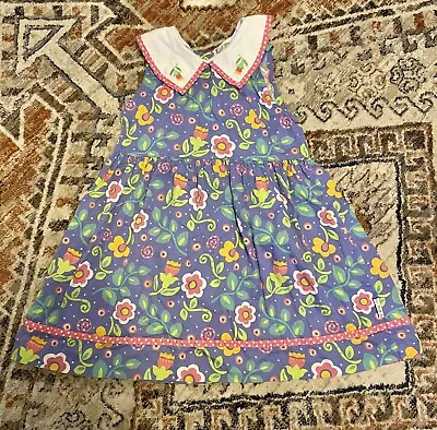 Vtg Girls Gymboree 90s Tulip Floral Dress Peter Pan Collar Summer Spring XL • $20