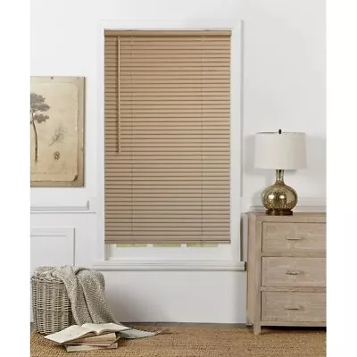 1-in (35  X 64 ) Cordless Khaki Vinyl Light Filtering Mini Blinds Room Durable • $21.99