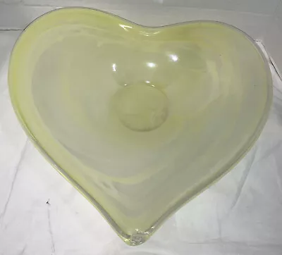 Lavorazione Arte Murano Italy Lemon Swirl Heart Handblown Glass Bowl • $36.99