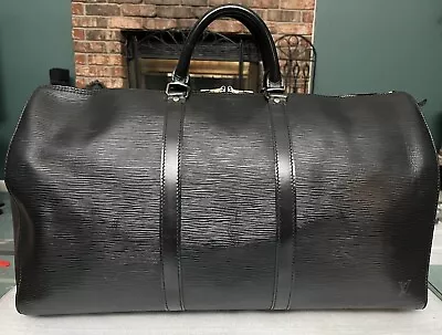 Louis Vuitton LV Keepall 50 Black Epi Leather Handbag Travel Duffle Bag • $764.15