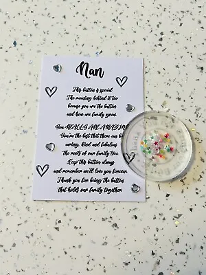 Nan Poem & Resin Button. Thank You For Being Our Button. Nan Gift. Nan Hug Token • £4