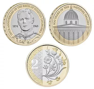 2024 £2 Two Pound Coins Winston Churchill National Gallery And National Flowers • £14.95