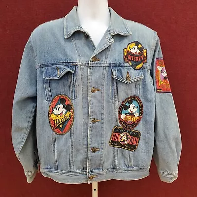 90s Mickey & Co Denim Jean Jacket Large Disney International Brand Patches • $199.88