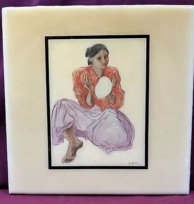 Navajo Artist R C Gorman Art Tile 8”x 8” ~ “BREAD MAKER” Navajo Woman • $21.99