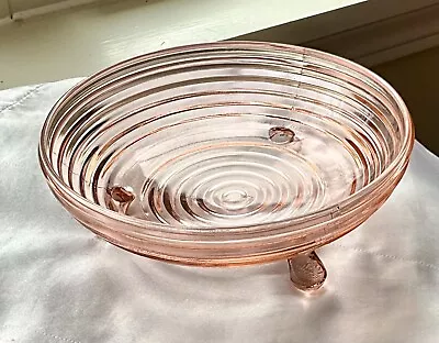 Anchor Hocking  Depression Glass Pink Manhattan Candy Bowl 3-Ftd. 6-3/8” EXCLNT • $6.50