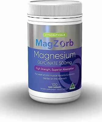 Vitaceuticals Magzorb Magnesium Glycinate 500Mg - 100 Capsules Vegan & Gluten Fr • $23.75