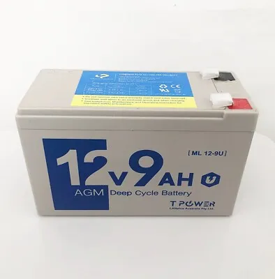 Tpower 12V 9Ah SLA AGM Battery For UPS Home Alarm Toy Car NBN Auto Gate • $26.99